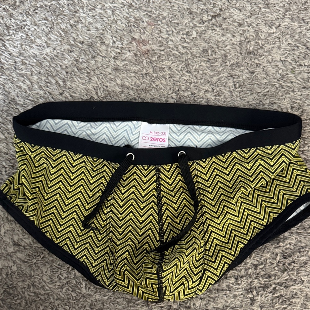 Yellow and Black Zigzag Swim Shorts- 2eros